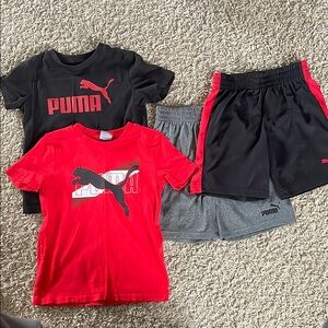 Puma Kids' Red and Black T-Shirt and Shorts Set